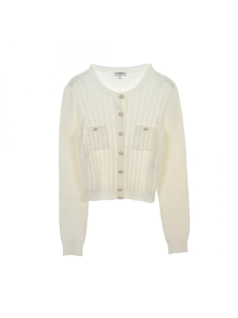 Chanel Cardigan CC Logo Button Cotton